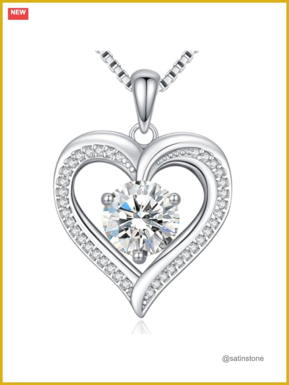 Moissanite Heart Necklace 925 Sterling Silver 1 Carat D Color